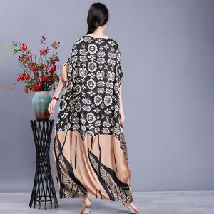 Ethnic Pattern Bat Sleeve Large Caftan Designer Moroccan Dress