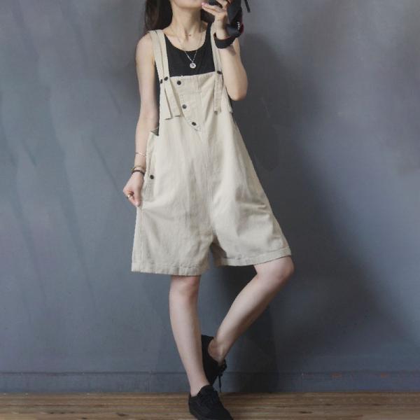 Casual Knee Length Overalls Shorts Summer Cotton Rompers