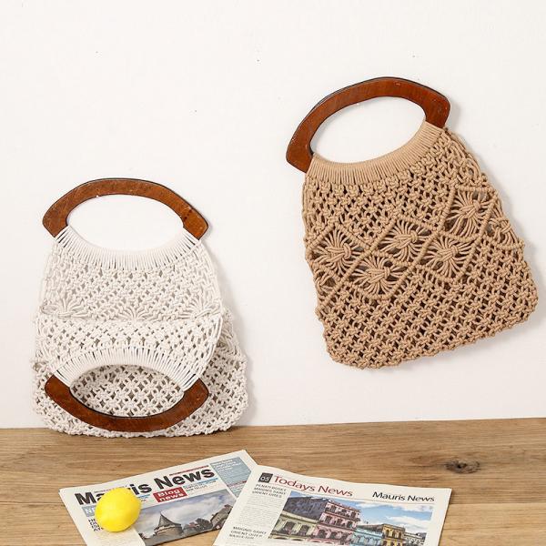 Beach Style Cotton Crochet Handbag Boho Chic Knitting Bag