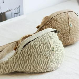 Straps Decoration Cotton Linen Semi-Circle Bag