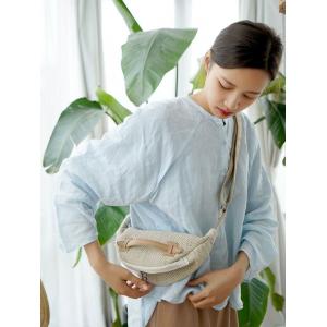 Straps Decoration Cotton Linen Semi-Circle Bag