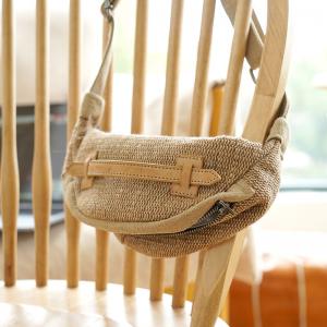 Straps Decoration Cotton Linen Semi-Circle Bag