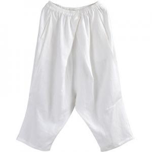 Beach Fashion Linen Harem Pants Customized White Tapered Pants