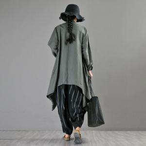 Asymmetrical Linen Designer Dust Coat Loose Fringed Cardigan