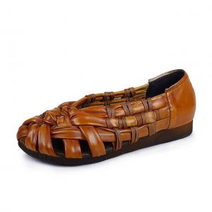 Cowhide Leather Braid Shoes Designer Knitting Gladiator Sandals
