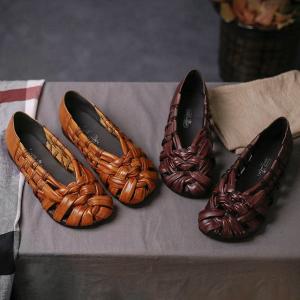 Cowhide Leather Braid Shoes Designer Knitting Gladiator Sandals