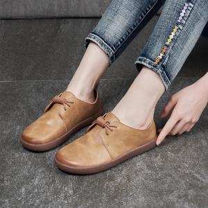 Low Heels Leather Slip-On  Womans Handmade Granny Shoes