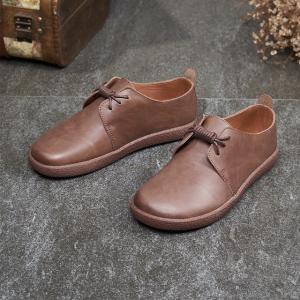 Low Heels Leather Slip-On  Womans Handmade Granny Shoes