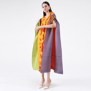 Colorful Ruffled Designer Dress Loose Drawstring Sleeves Pleated Dress