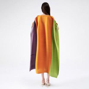 Colorful Ruffled Designer Dress Loose Drawstring Sleeves Pleated Dress