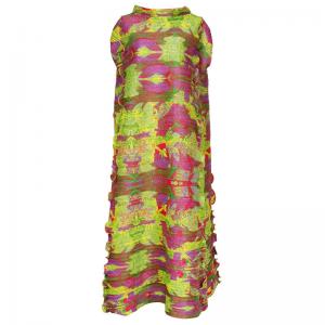 Tropical Printed Sleeveless Shift Dress Loose Pleated A-Line Dress