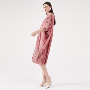 Bat Sleeve Glittering Caftan V-Neck Pleated Tied Dress