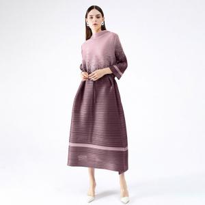 Contrast Color Pleated Elegant Dress Belted A-Line Office Wear