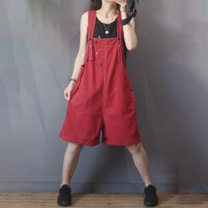 Casual Knee Length Overalls Shorts Summer Cotton Rompers