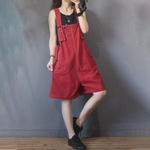 Casual Knee Length Overalls Shorts Summer Cotton Rompers