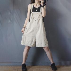 Casual Knee Length Overalls Shorts Summer Cotton Rompers
