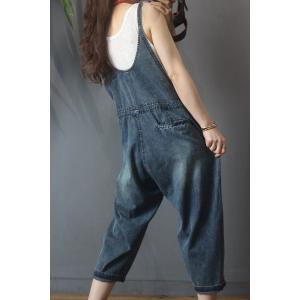 U-Neck Sleeveless Tapered Overalls Summer High-Waist One Piece