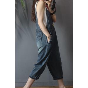 U-Neck Sleeveless Tapered Overalls Summer High-Waist One Piece