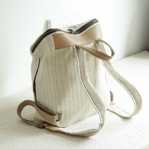 Vertical Stripes Cotton Backpacks Korean White Backpacks