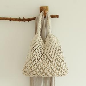 Handmade Crochet Handbag Cotton Linen Braided Boho Bag