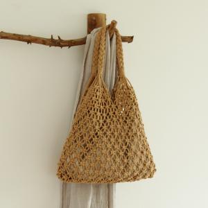 Handmade Crochet Handbag Cotton Linen Braided Boho Bag