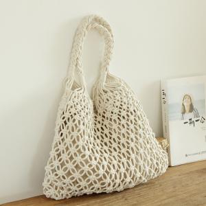 Handmade Crochet Handbag Cotton Linen Braided Boho Bag