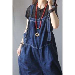 Summer Fashion Fluffy Overalls Backless Jean Balloon Suspender Pants
