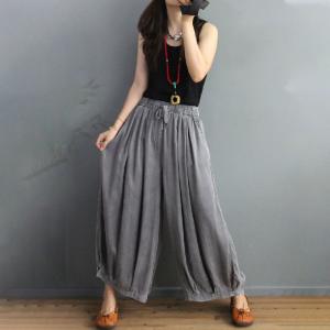Light Denim Comfortable Wide Leg Jeans Plain Drawstring Palazzo Pants