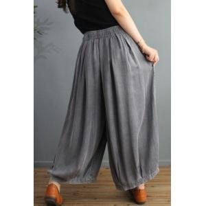 Light Denim Comfortable Wide Leg Jeans Plain Drawstring Palazzo Pants