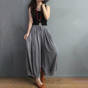 Light Denim Comfortable Wide Leg Jeans Plain Drawstring Palazzo Pants