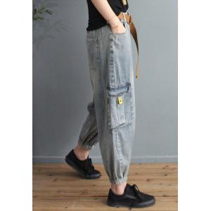 Pockets Decoration Tapered Jeans Korean Style Baggy Boyfriend Jeans