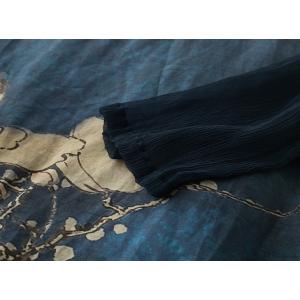 Beautiful Printing Tied Chinese Dress Silk Sleeves Vintage Maxi Dress