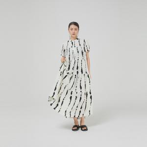 Chinese Ink Painted Striped Shirt Dress Loose Original Pleated Dress