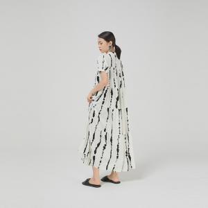 Chinese Ink Painted Striped Shirt Dress Loose Original Pleated Dress