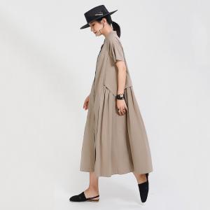 Minimal Fashion Short Sleeve Shirt Dress Unbutton Summer Designer Dress