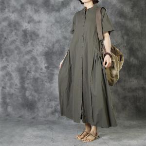 Minimal Fashion Short Sleeve Shirt Dress Unbutton Summer Designer Dress