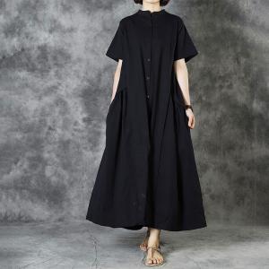 Minimal Fashion Short Sleeve Shirt Dress Unbutton Summer Designer Dress