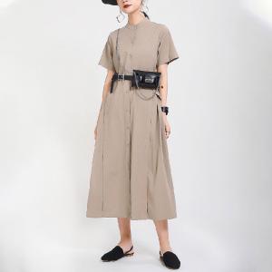 Minimal Fashion Short Sleeve Shirt Dress Unbutton Summer Designer Dress