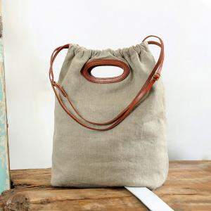 Simple Design Cotton Linen Handbag Hollow Out Cross Bag