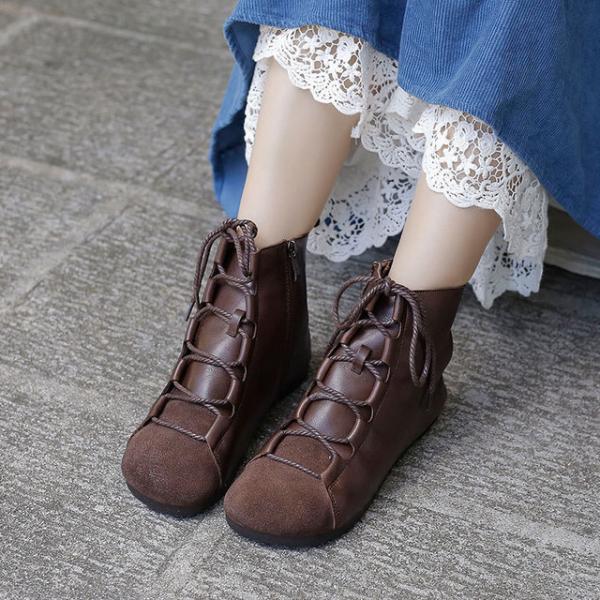 Lolita Girls Lace Up Leather Boots Designer Martin Boots