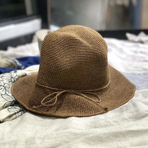 Cotton Linen Knitting Fisherman Hat Womens Handmade Sunhat