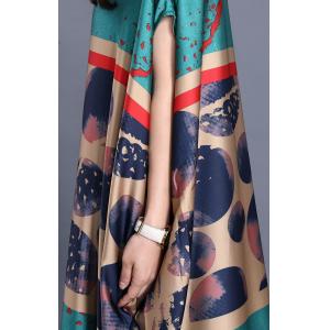 Plus Size Polka Dot Dress Silk Maxi Kaftan for Senior Women