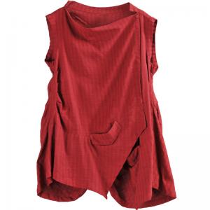 Original Design Striped Red Vest Ruffle Summer Tank