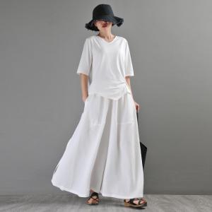 V-Neck Short Sleeve T-shirt Cotton Plain Tee for Women