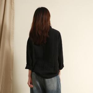 Minimalist Style Plain Oversized Shirt Linen Casual Ladies Shirt