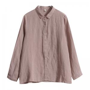 Minimalist Style Plain Oversized Shirt Linen Casual Ladies Shirt