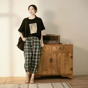 Moonlight Printed Cotton T-shirt Short Sleeve Korean Tee for Women