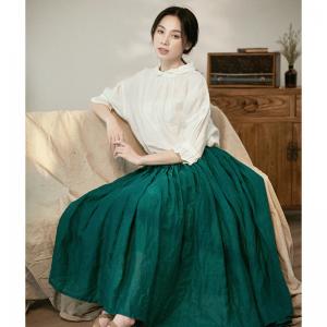 French Style Lace Collar Elegant Shirt Linen Loose Sheer Blouse