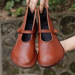 Low Heels Leather Chinese Boots Buckle Up Vintage Chukka Boots Women