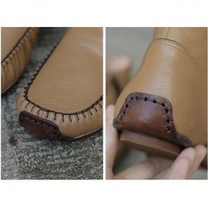 Japanese Style Handmade Mid-Calf Boots Sheepskin Comfy Shoes